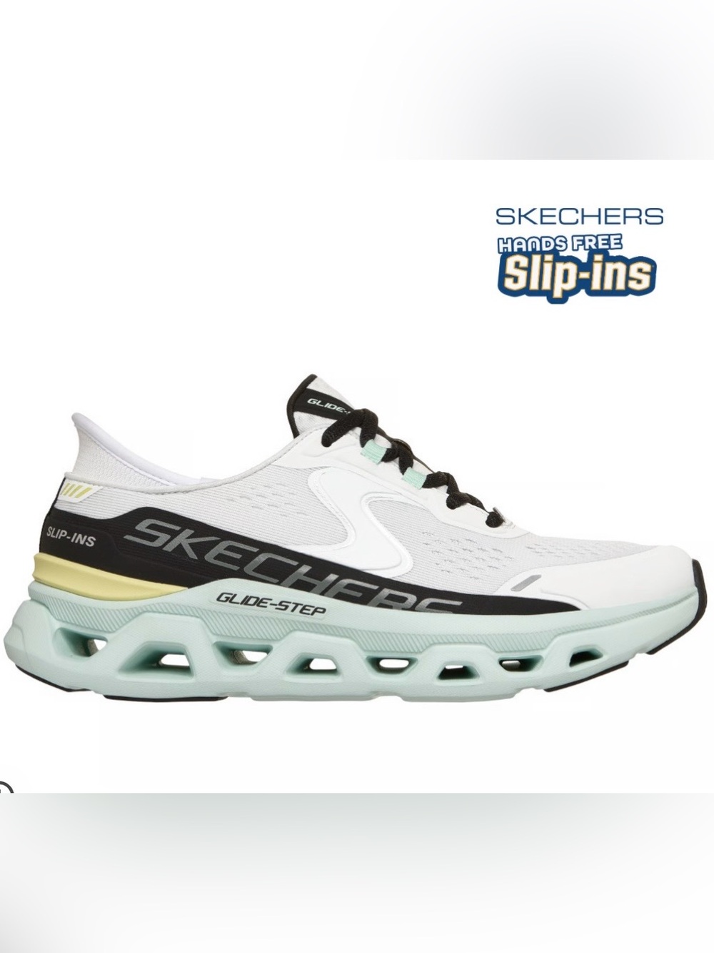 Women’s Skechers Glide-Step Trainer in White, Mint & Black Size 11